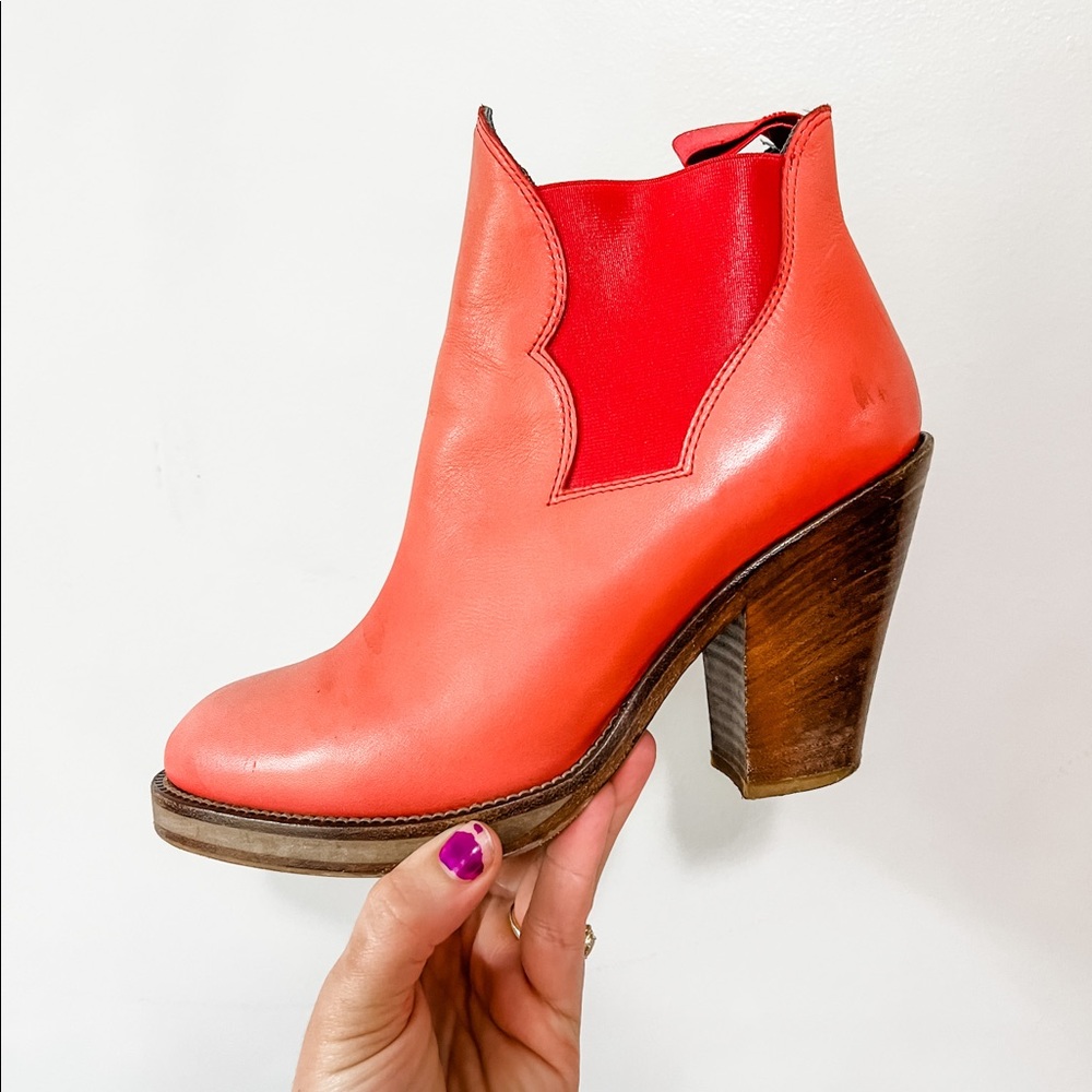 Acne Studios Star Boot Red Leather Heels Ankle Bootie